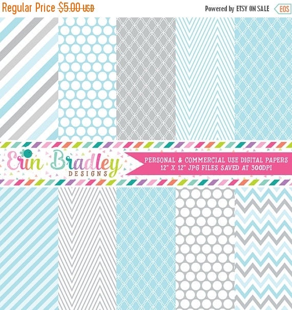 80% OFF SALE Digital Paper Pack Personal and Commercial Use Blue & Gray Winter Patterns Il_570xn