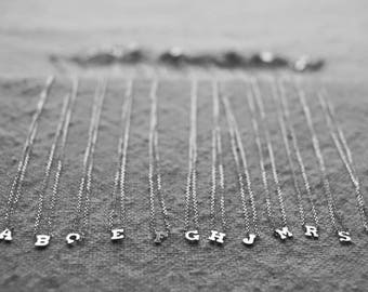 Tiny Letter Initials Necklace Sterling Silver 16' or 18"