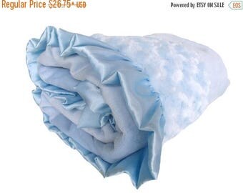 SALE Personalized Blue Swaddle Blanket, Embroidered Double Minky Baby Blanket, Personalized Gift Keepsake Blanket