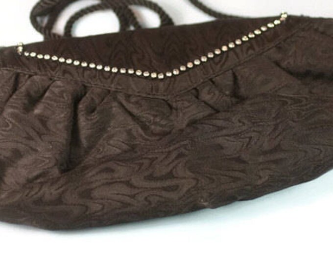 Black Fabric Evening Handbag Purse Rhinestone Accents Whiting and Davis Vintage