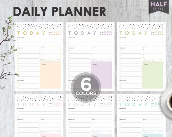 Half Size Planner Inserts Daily Planner Printable Half Size
