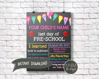 INSTANT DOWNLOAD • Back to School Sign • First Day, Last Day, Digital Template, Print at Home, Editable Jpg Psd Image Files