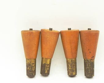 4 Vintage Retro Mid Century Wood Furniture Foot Stool Ottoman Coffee Table Legs