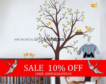 Simple Shapes Wall Design whether its a wall paper painted wall pattern or tile adding a simple geo shape is intriguing and captivating Summer Sale Baby Nursery Wall Decal Tree With Birds And Nest Decal Original Simple Shapes Wall Design this design is very easy to achieve by taping the shapes on the wall you can see the design before you even begin painting Summer Sale Baby Nursery Wall Decal Tree With Birds And Nest Decal Original