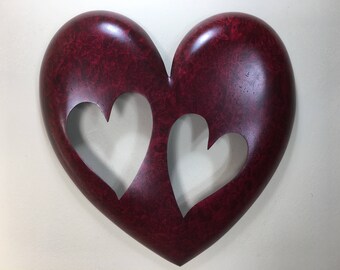 Personalized Red Wood Anniversary Gift Heart Wedding Present by Gary Burns