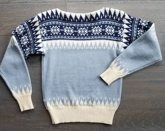 WOOL 70s SNOWFLAKE Boatneck Sweater (s-m)