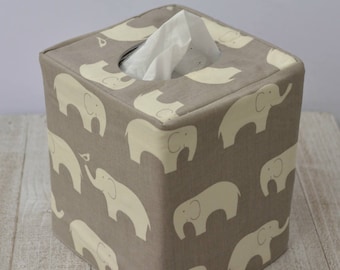Grey Elephant reversible tissue box cover