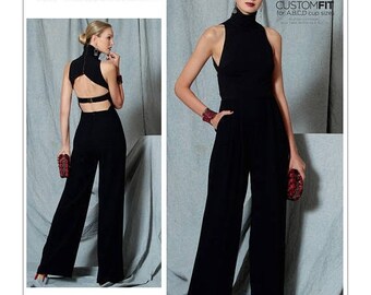 On Sale Vogue Jumpsuit Pattern V1524 by REBECCA VALLANCE - Misses' Open-Back, Banded Jumpsuit - Vogue Designer Original - Custom Fit Sexy Ju