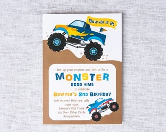 Monster Truck Invitation - Monster Truck Birthday Invitations - Monster Truck Invitations - Truck Invitations