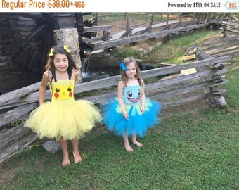 EARLYBIRD SALE Pokemon Squirtle Tutu Dress Costume Pikachu Pokeball Inspired Halloween Costume or Birthday Dress, Birthday Parties, or Dress