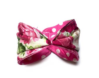 Reversible fabric Cuff Bracelet * flowers *.