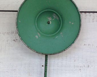Vintage Industrial Green Metal Light Fixture or Shield
