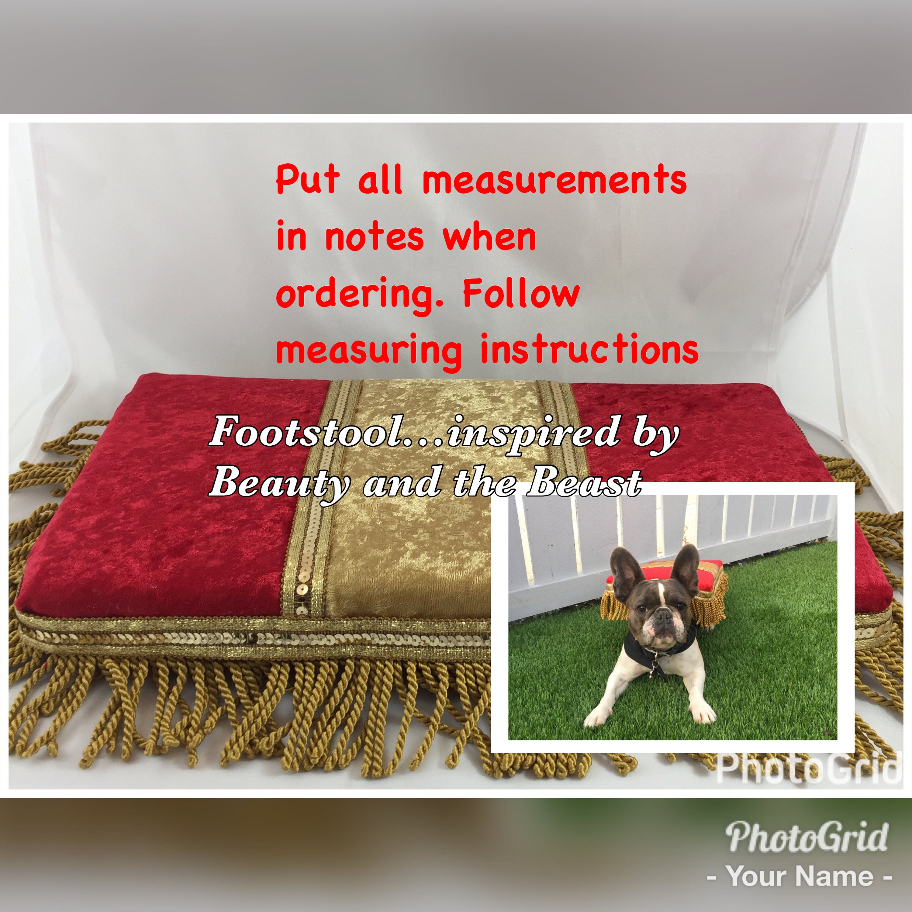 beauty and the beast footstool dog