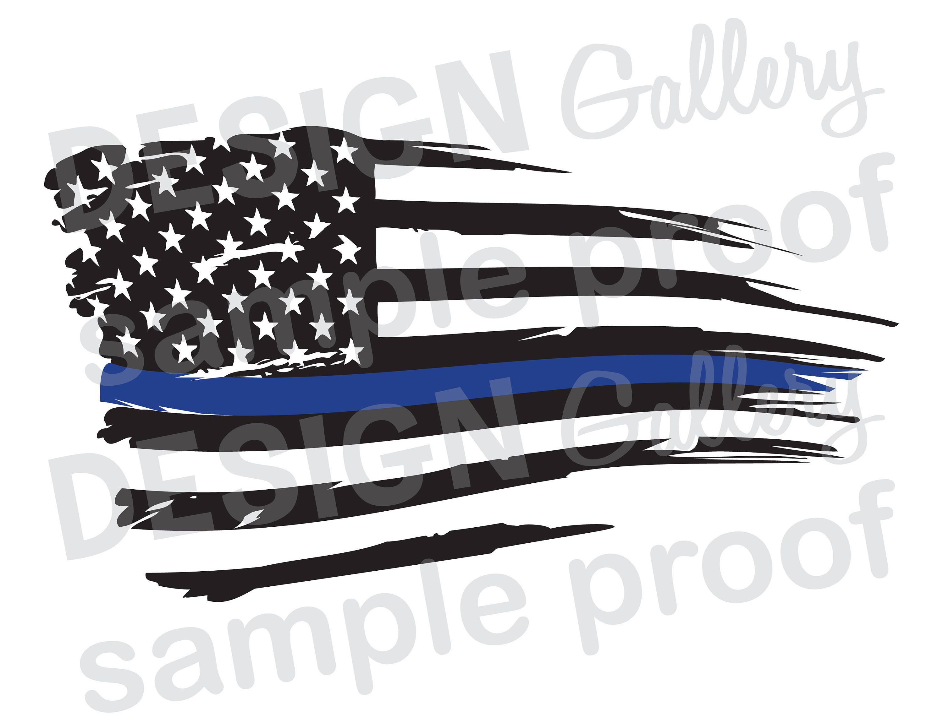 Download American Flag Thin Blue Line - Distressed Rippled Wave ...