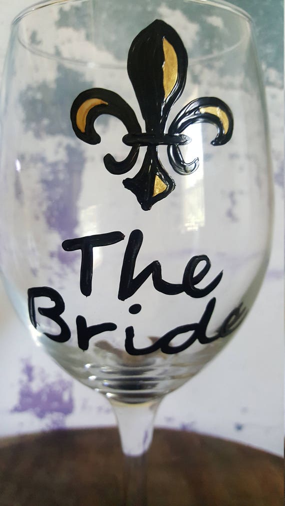 Bride Wine Glass, Bridal Shower Wine Glass, Bride Wine Glass, Bachelorette Wine Glass, NOLA weddins