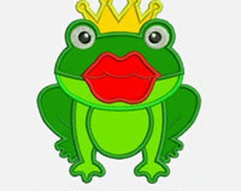 Kiss a Frog...Embroidery Applique Design...Three sizes for multiple hoop...item1151...INSTANT DOWNLOAD