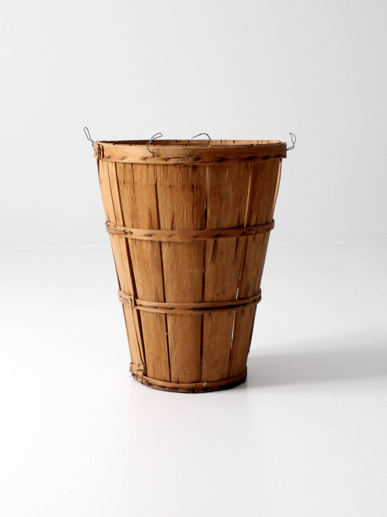 vintage orchard basket tall wooden bushel basket