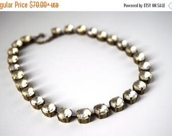 SHIPPING DELAY SALE 10% Matte Crystal Necklace, Clear Crystal Collet necklace, Layering Necklace, Clear Rhinestone Jewelry, Anna Wintour Nec