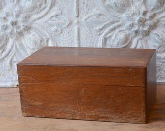 1960's Solid Oak File Box By Wayne Novelty Co, Recipe Box, Vintage Recipe Box