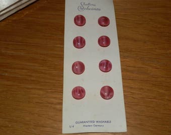 Vintage Schwanda Glass Buttons- Small Pink Pearlescent Look