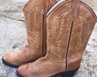 Tan caramel 80s womens cowboy boots size US8