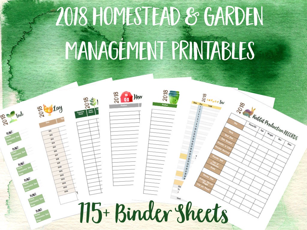 2018 Printable Homestead Binder and Garden Management Planner