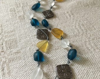 Long RECYCLED GLASS BOHEMIAN Necklace