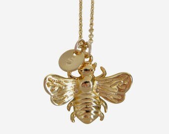 Bumble Bee Necklace, Bumblebee Necklace, Gold Bumblebee Necklace, Bee Jewelry, Gold Personalized Bumblebee Necklace, Honey Bee Necklace