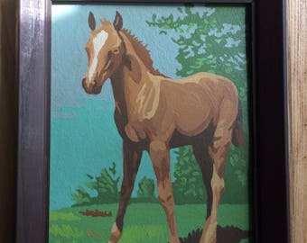 Vintage Framed Paint by Number - Horse Portrait