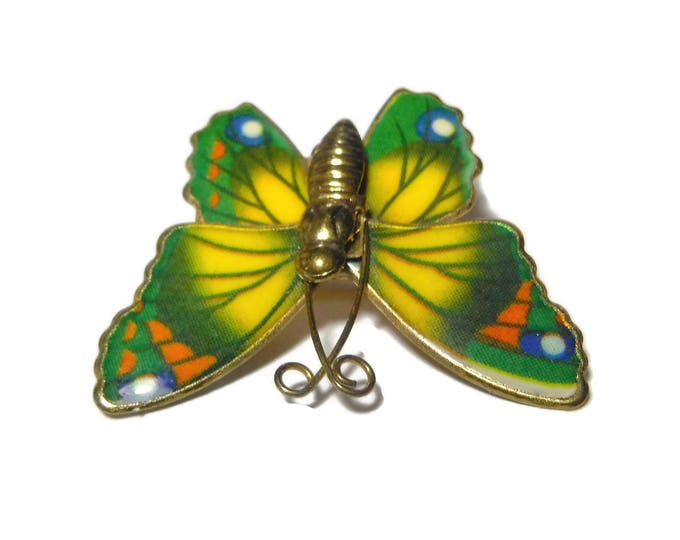 FREE SHIPPING Butterfly brooch, Ronte of Beverly Hills gold tone and multi-colored enameled Butterfly Pin, new in original box, giftable pin