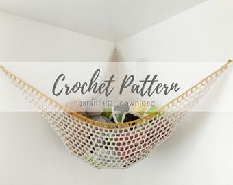 PDF CROCHET PATTERN / Customizable Stuffed Animal Hammock / Soft Hanging Toy Storage For Nursery Bedroom Playroom