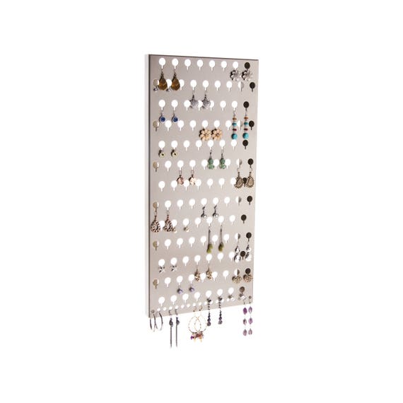 Earring Holder Wall Mount Jewelry Organizer Hanging Closet Jewelry Storage Rack, Michelle Earring Angel Satin Nickel Silver