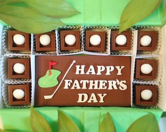 Chocolate Fathers Day Golf Gift - Happy Father's Day Golf Chocolate Squares - Unique Gift for Dad - Fathers Day Gift