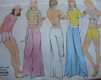 Simplicity 5707 1970s Girls Bell Bottom Hip Hugger Pants