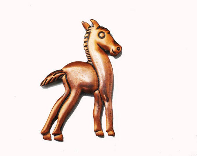 Donkey Pony Brooch - Copper horse Pin - Southwestern