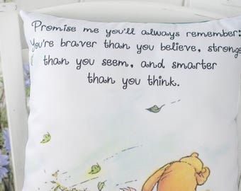 Winnie the Pooh Pillow, Piglet, Braver than you seem, PillowNursery, Classic Pooh, gift for her, gift for daughter, gift for friend