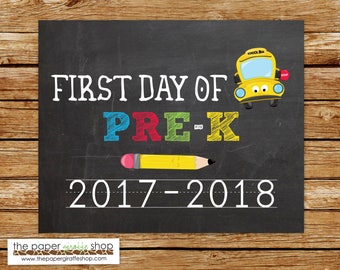 First Day of Pre-K Sign | Chalkboard Sign | First Day of School Sign | Back to School Printables | First Day of Pre-K