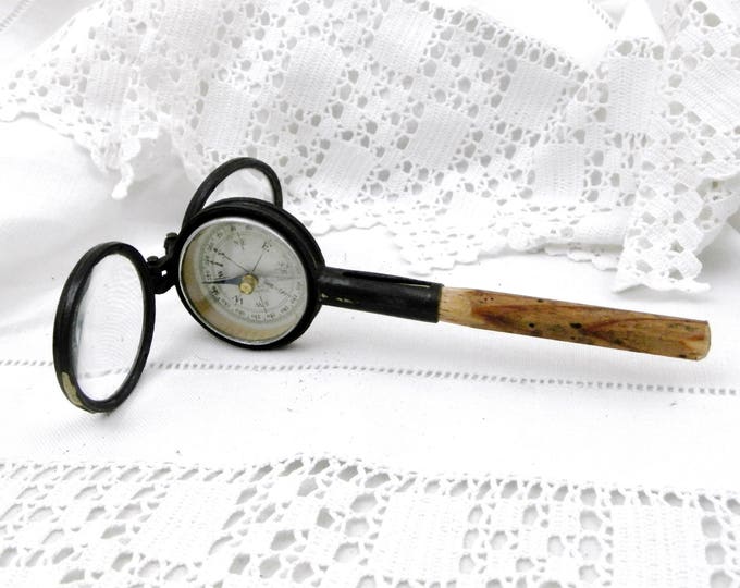 Antique French Compass, Mirror and Opera Glasses "La Parisienne", Curios from France, Flea Market Finds, Country Brocante Decor, Binoculars