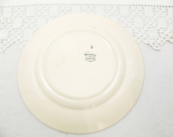 Antique French Ceramic Bird Pattern Plate, Dark Blue on White Blue Tits with Wild Rose Design, Victorian Decorative Dinnerware