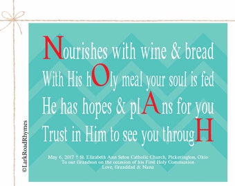 First Communion Gifts For Boys Godchild Gifts Christian Wall Art Religious Prints Gift For Godson 1st Communion Poem 8x10 Noah