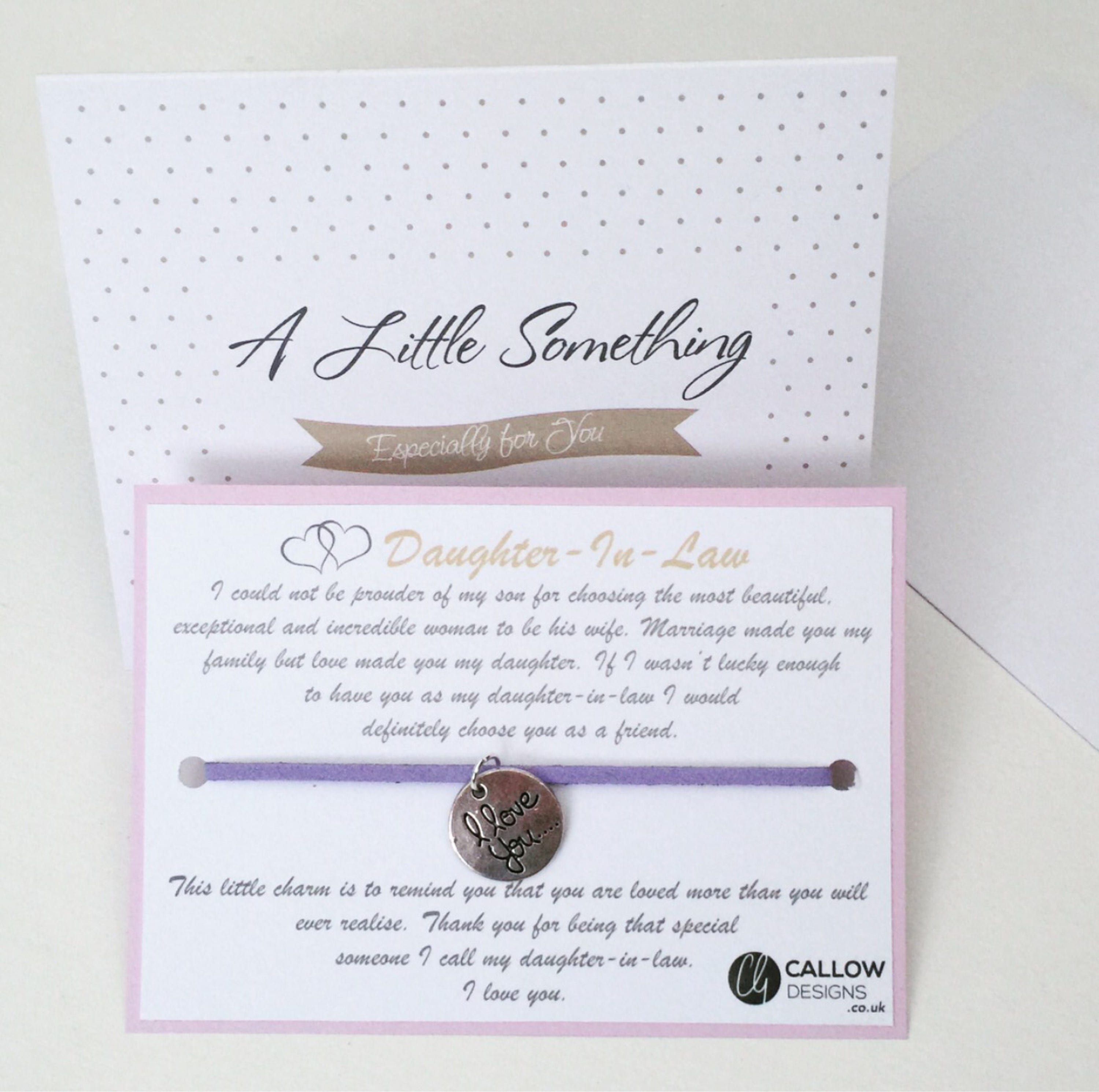 Daughter In Law I Love You Greetings Card Charm Wish Bracelet Meaning Quote Colour Silver Family Callow Designs Sisters Bond Small Gift