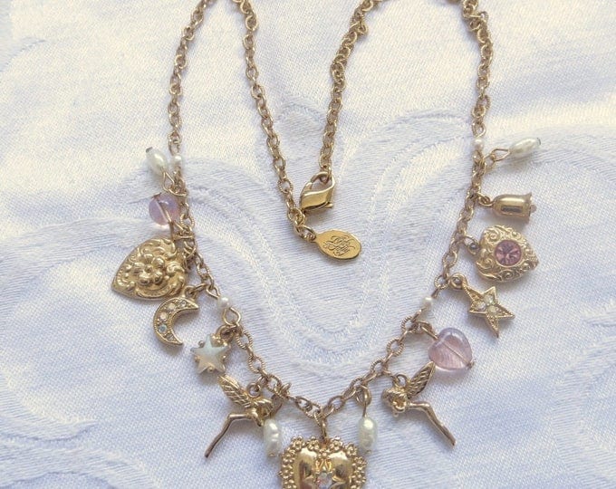 Kirks Folly Necklace, Hearts, Fairies, Moon and Stars, Vintage Kirks Folly Jewelry