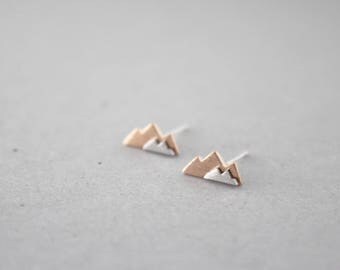 Rose gold Mountain Earrings, mountain studs, Silver mountain earrings, rose gold mountain studs, silver mountain studs