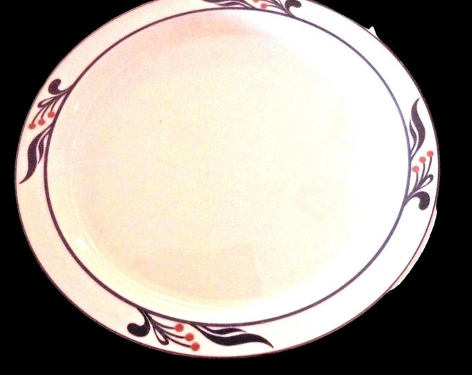 Dansk Vintage Dinnerware, Bistro Maribo Dinner Porcelain Plate, White with Blue Leaves & Berries Set of 2 Plates, Portugal