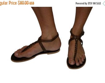 15% OFF Brown Leather Sandals for Women & Men Design 3