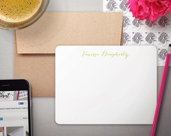 Personalized Stationery | Flat Notecards | Kraft Envelopes | SIMPLE CALLIGRAPHY | Bespoke Stationary | Flat Note Cards with Envelopes