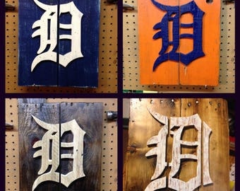 Detroit Tigers Old English D Reclaimed Rustic Wood Sign Detroit Tigers Old English D Reclaimed Rustic Wood Sign