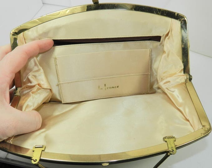 Vintage LA FRANCE Gold Handbag, 1960s French bag, 60s fashion, sixties handbag, formal accessories, france formal evening wear, bridal prom