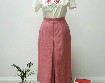 Vintage St. Michael Red Dog-Tooth Check Pencil Skirt