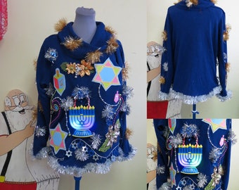 Light up hanukkah sweater womens